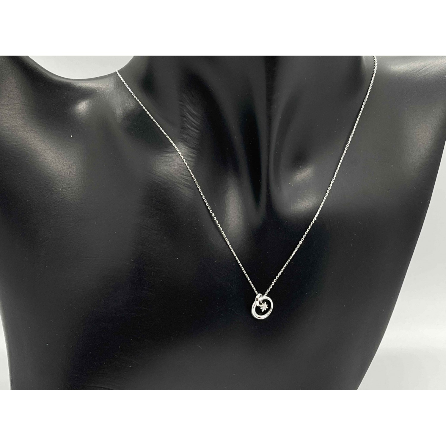Star-Centered Disc Pendant Silver Chain