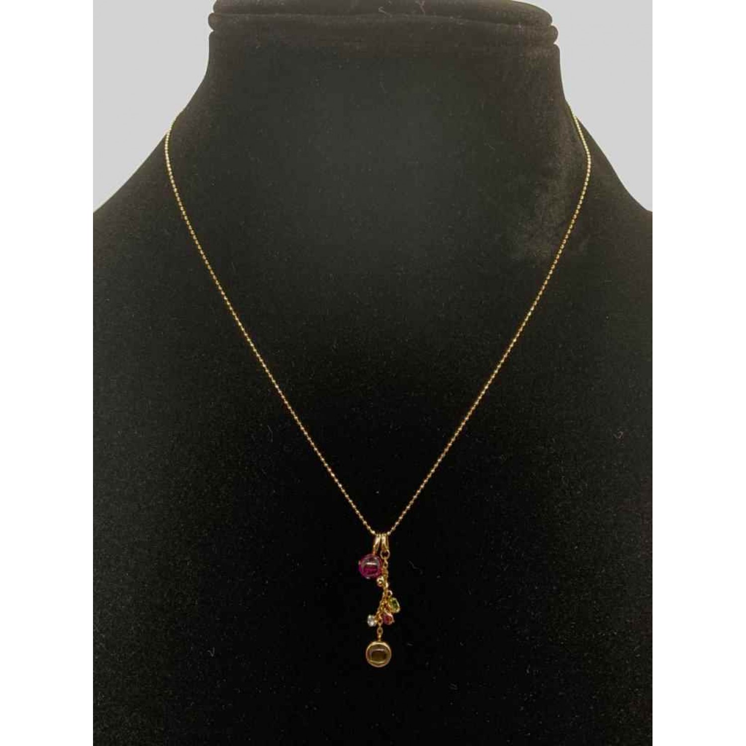Multi Colored 10K Yellow Gold Chain