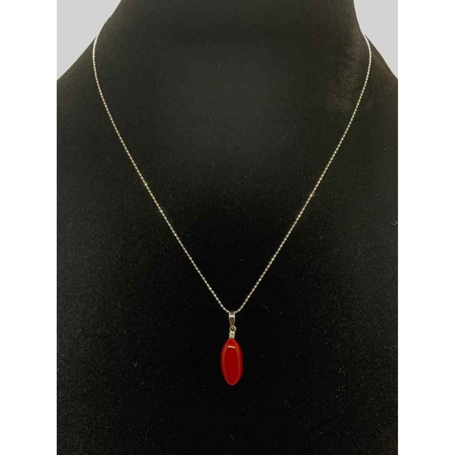 Red Coral 18K Gold Chain Pendant 