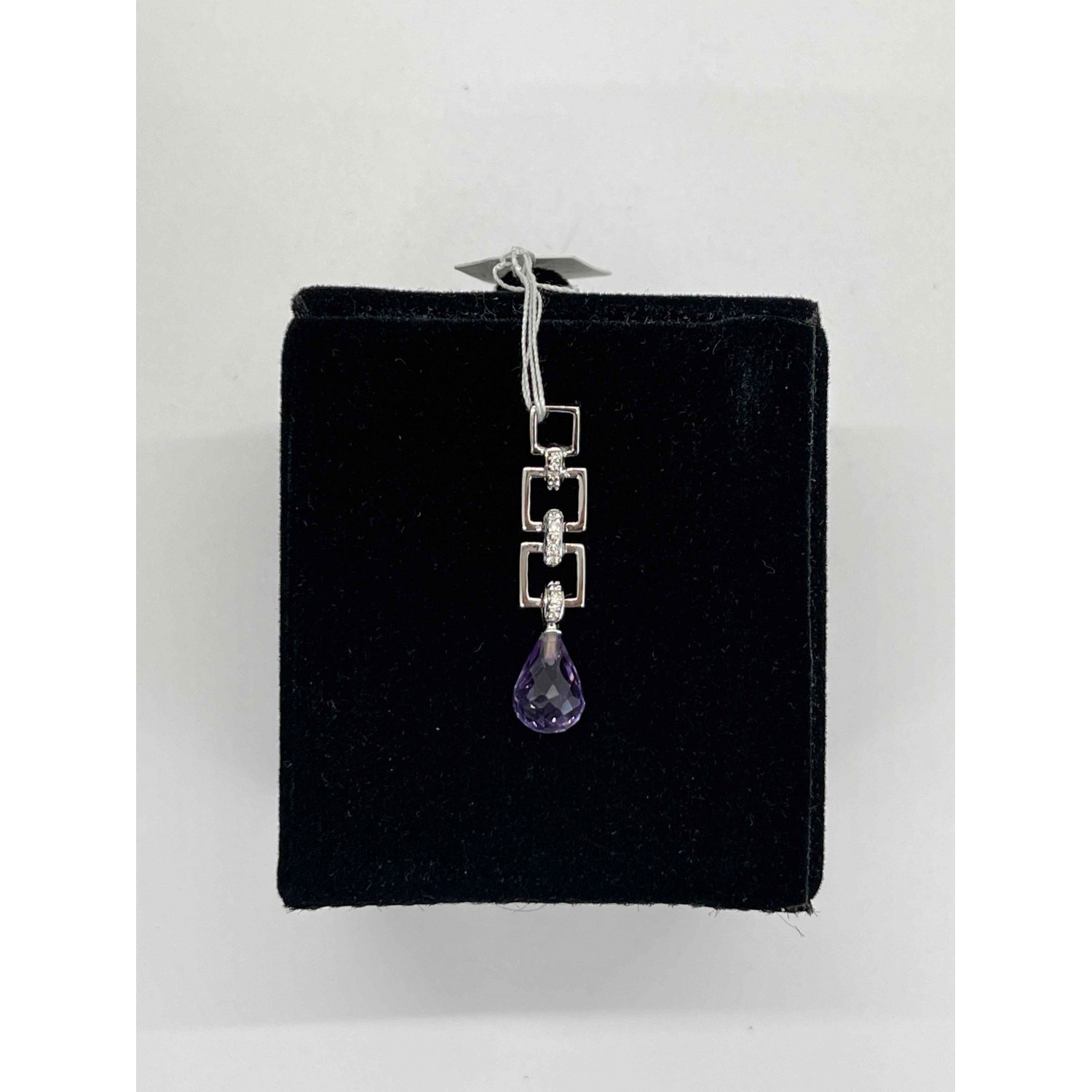 18K Gold Amethyst Teardrop Pendant